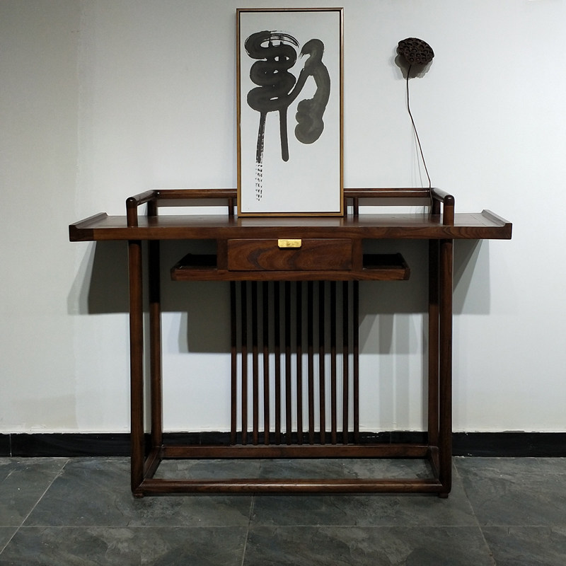 新中式玄关桌子靠墙仿古条案供桌条几端景台实木玄关柜