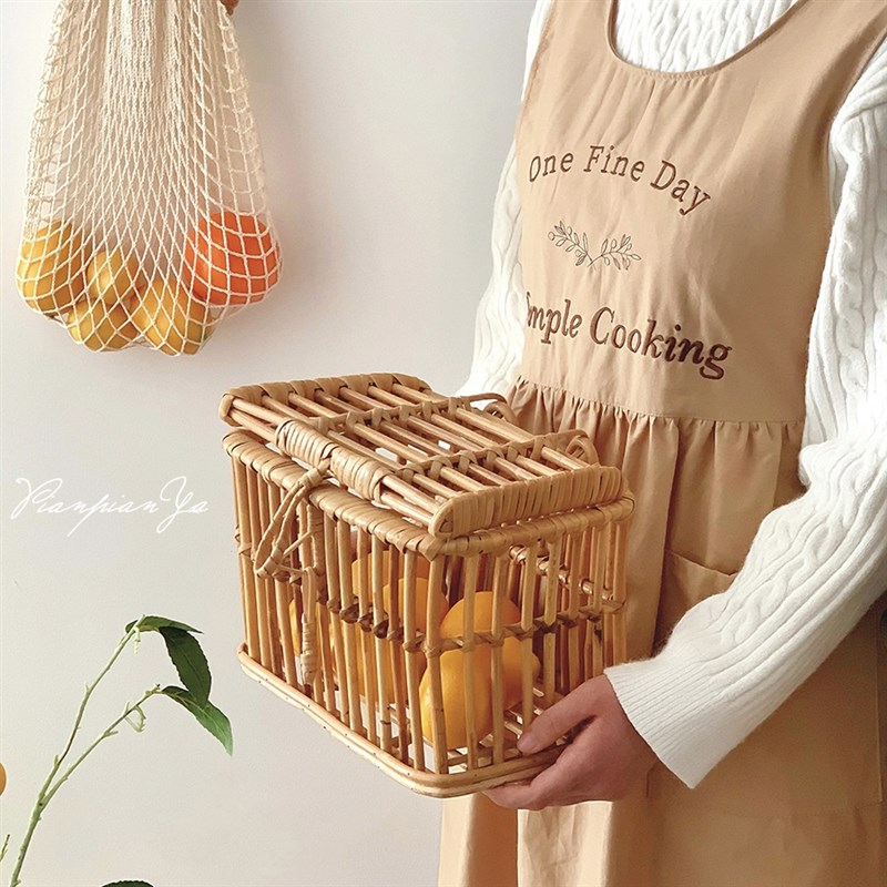 荷叶边刺绣围裙家用厨房无袖中长款罩衣马甲式防水防油做饭围裙