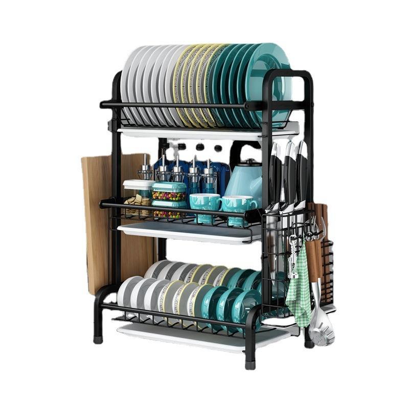 碗盘收纳架304不锈钢厨房碗架沥水架晾放沥碗柜收纳盒置物架2迪鹏