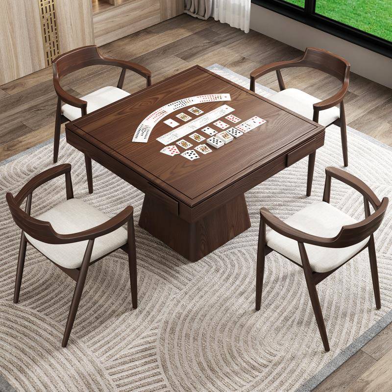 掼蛋专用桌实木八仙桌四方桌餐桌正方形新中式岩板棋牌桌椅组合