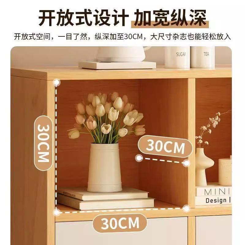 书柜置物架带柜门客厅展示柜靠墙杂物柜家用窄立柜电视柜旁小边柜