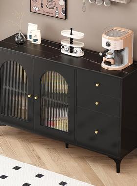【折扣价】my岩板餐边柜多功能茶水柜客厅复古风黑色靠墙收纳柜简