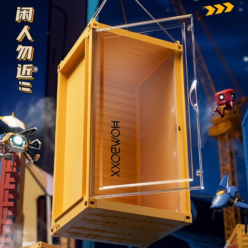 透明手办展示柜popmart盲盒公仔收纳架泡泡玛特娃娃带灯玩具盒