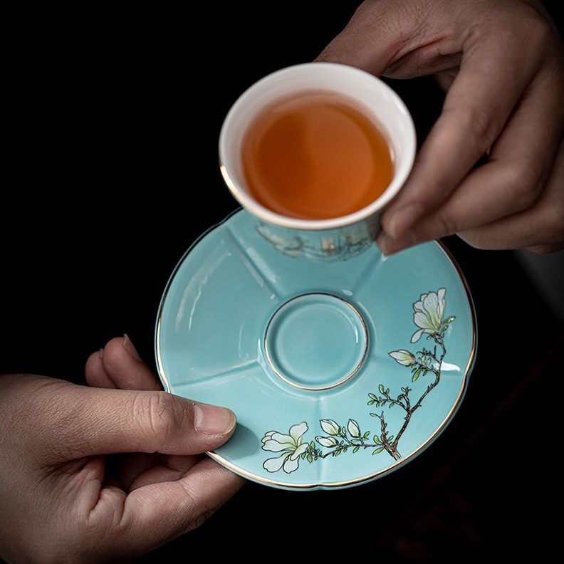 松石茶道防滑垫茶杯创意垫功夫茶具隔热垫绿茶家用托陶瓷杯配垫