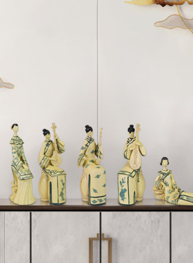 树脂摆饰中国风少女琵琶办公摆件套装人物雕像定制货源