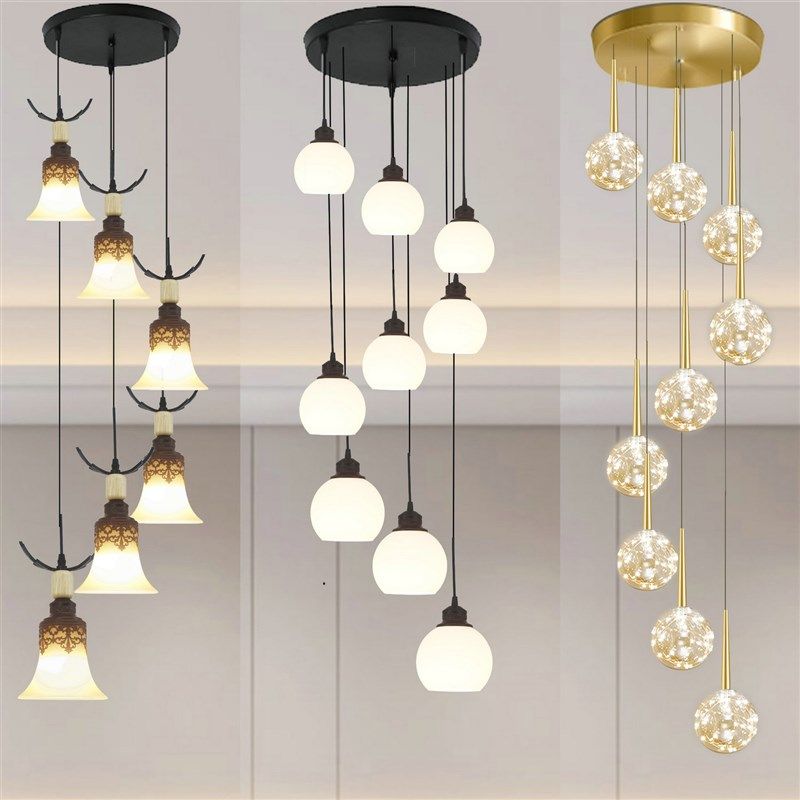 简约of楼梯长吊灯别墅旋转跃层铁艺玻璃餐厅吧创意个性,家装灯饰光源,LOFT/复式住宅/楼梯吊灯,淘宝优惠券,粉丝福利购,淘宝优惠卷