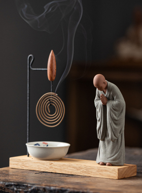 新中式摆件家居客厅博古架茶道茶室桌面装饰品创意倒挂环