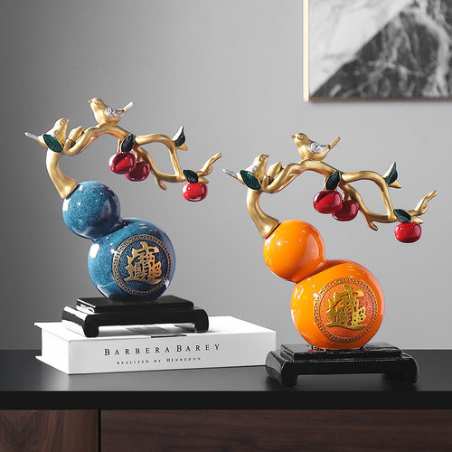 新中式葫芦八方来财桌面玄关摆件书房装饰品新房乔迁礼物