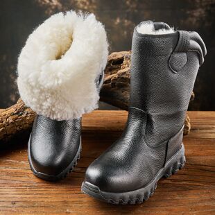 东北户外雪地靴男羊皮毛一体防水防滑冬季保暖零下40度真皮防寒靴