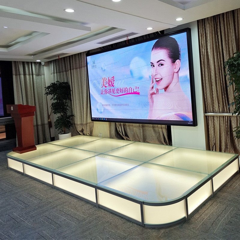 玻璃舞台发光地台婚庆走秀T台钢琴T台KTV驻唱舞台汽车展台