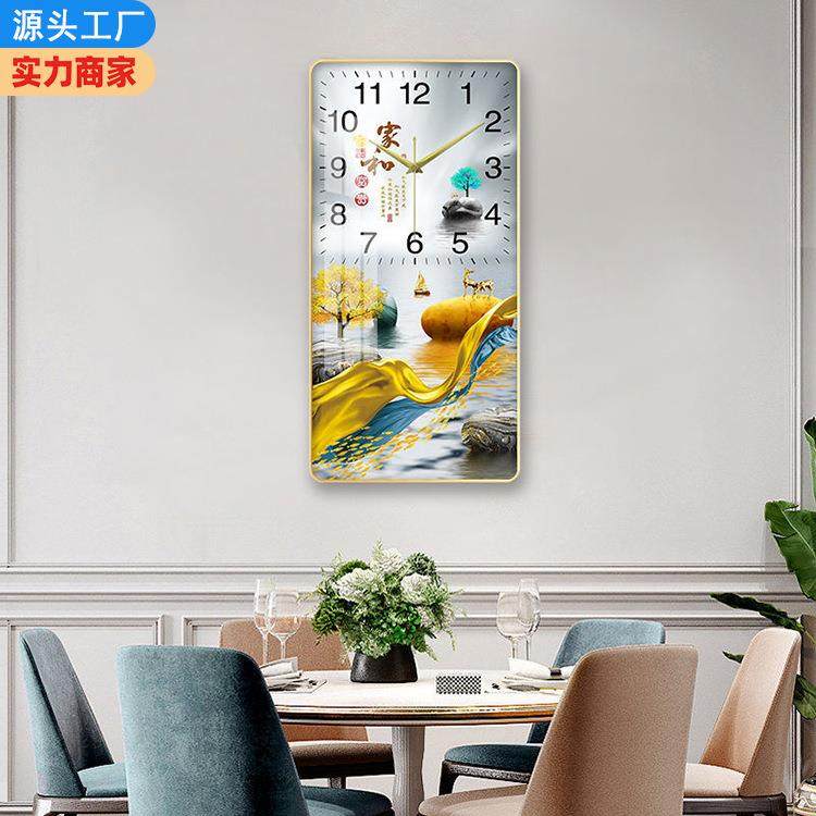 轻奢餐厅装饰画挂钟餐桌静音创意时钟挂画客厅现代简约高级感壁画