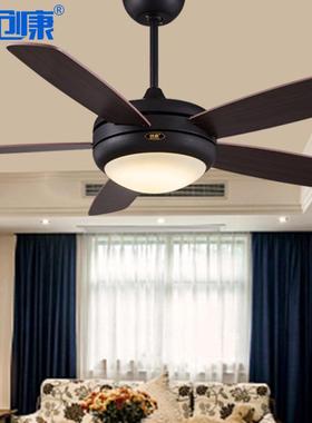 LED吊扇灯餐厅风扇灯五木叶北欧带灯吊扇太空扇黑色吊扇灯风扇灯