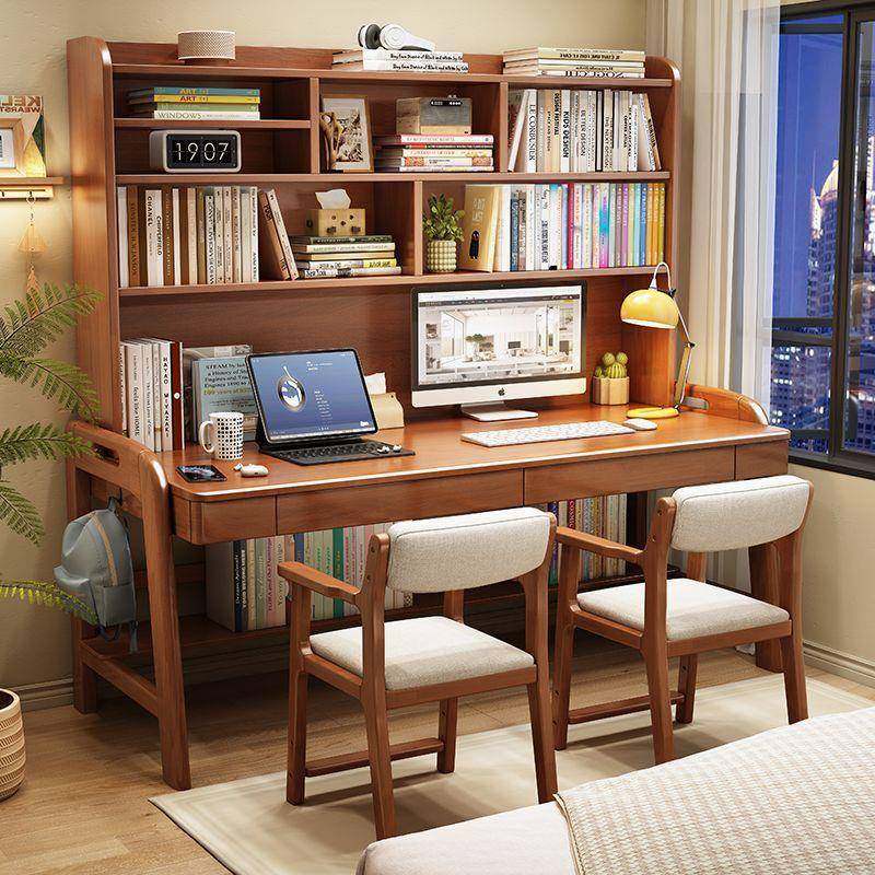 家庭实木儿童学习桌学生家用桌现代简约卧室长条桌写字桌双人书桌