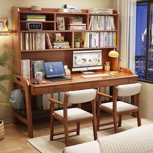 家庭实木儿童学习桌学生家用桌现代简约卧室长条桌写字桌双人书桌