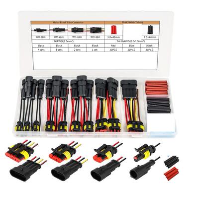 13PCS汽车电气连接器套件1234针防水电线连接器电池端子连接器座