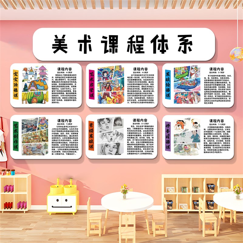 硬笔书法教室氛围布置装饰培训机构环创课程体系文化背景墙面贴画