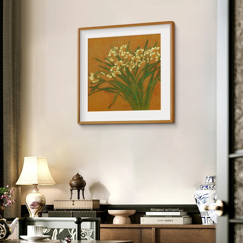 宋氏美学挂画兰花图玄关画入户正对门新中式餐厅茶室背景墙装饰画