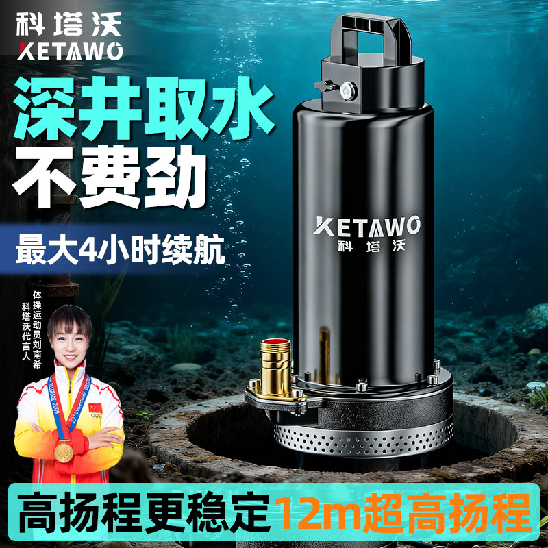 充电式井水抽水泵小型农村家用高扬程无线遥控锂电12V电动潜水泵