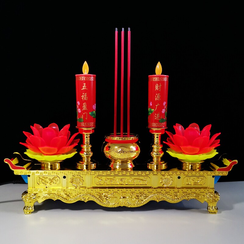 仿真蜡烛灯 家用前灯新款莲花灯财神佛堂型插电腊烛台