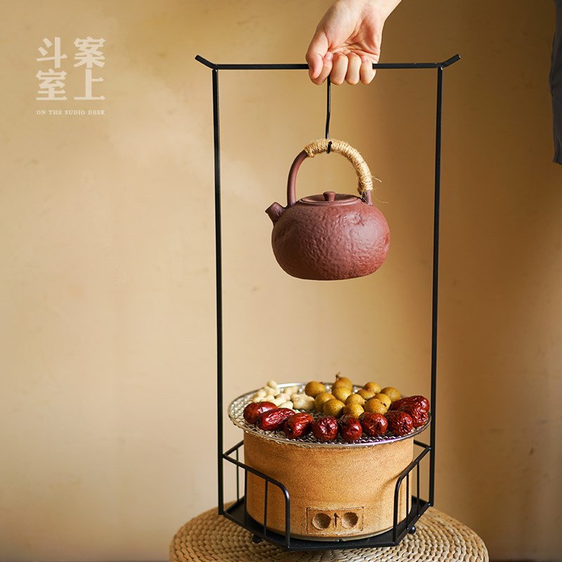 斗室案上式户外移动炭炉架子煮茶炉底座隔热垫支架铁艺凉炉架