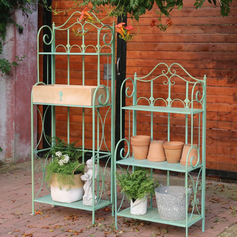 岛拉金属花架层架铁艺置物收纳盒架阳台庭院户外花园装饰花盆架子