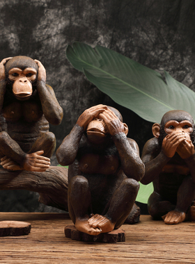 欧式动物装饰摆件仿真大猩猩咖啡厅酒吧复古怀旧树脂