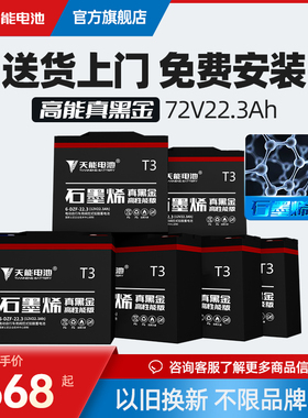 天能真黑金石墨烯7vah二轮车电动车车铅酸电池