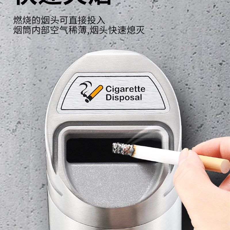 壁挂户烟灰缸高档航空铝质公蒂桶墙壁酒店式外烟共场所专用大号