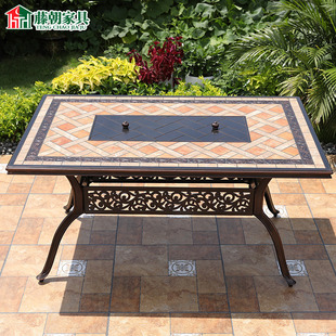 藤朝户外烧烤桌子家用电烧烤炉木炭火盘庭院花园餐桌防水铸铝桌椅
