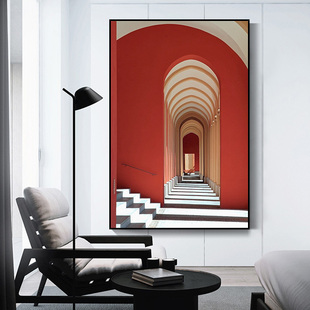 现简约走廊尽头玄关装饰画进门厅墙面挂画过道通道楼梯墙上壁画