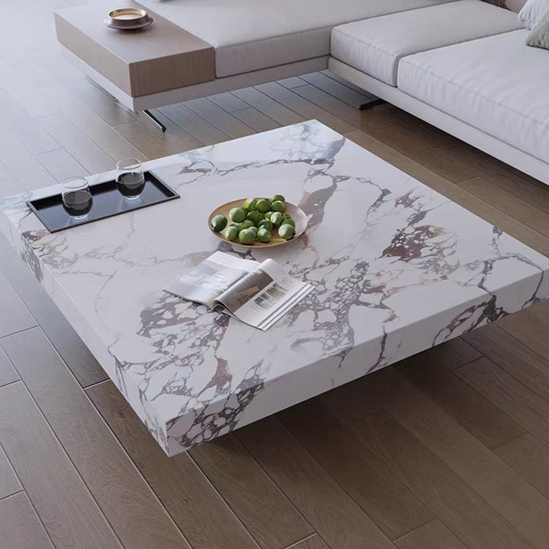 茶几岩板现简约客厅家用落地轻奢正方形小户型电视柜子