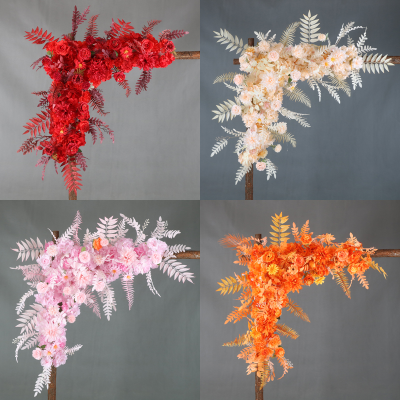 新款护角婚庆场景布置三角花排婚礼舞台背景拱门架子装饰排花花艺