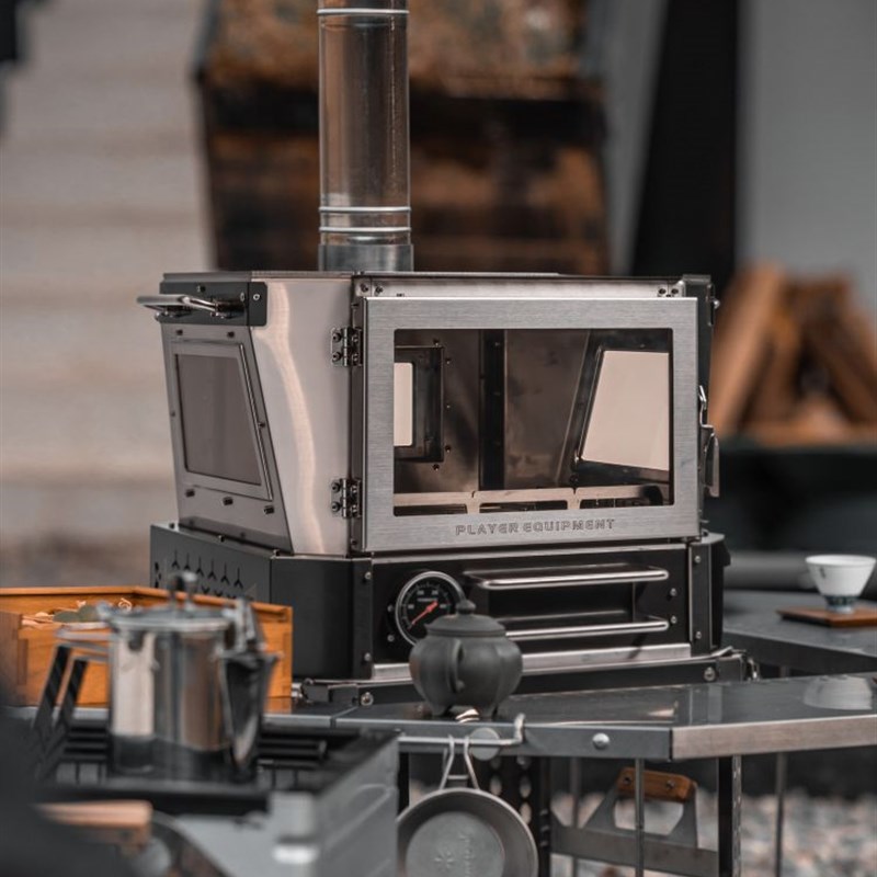 黑固星宴户外露营多功能取暖炉带烤箱超高热值柴火颗粒炉极寒供暖