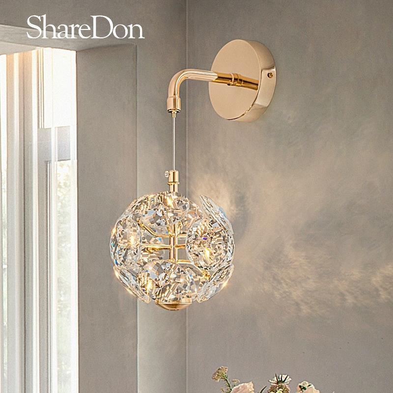 奢灯蒲公英壁灯床头水晶卧室轻奢主卧墙灯设计师款高级感客厅背景