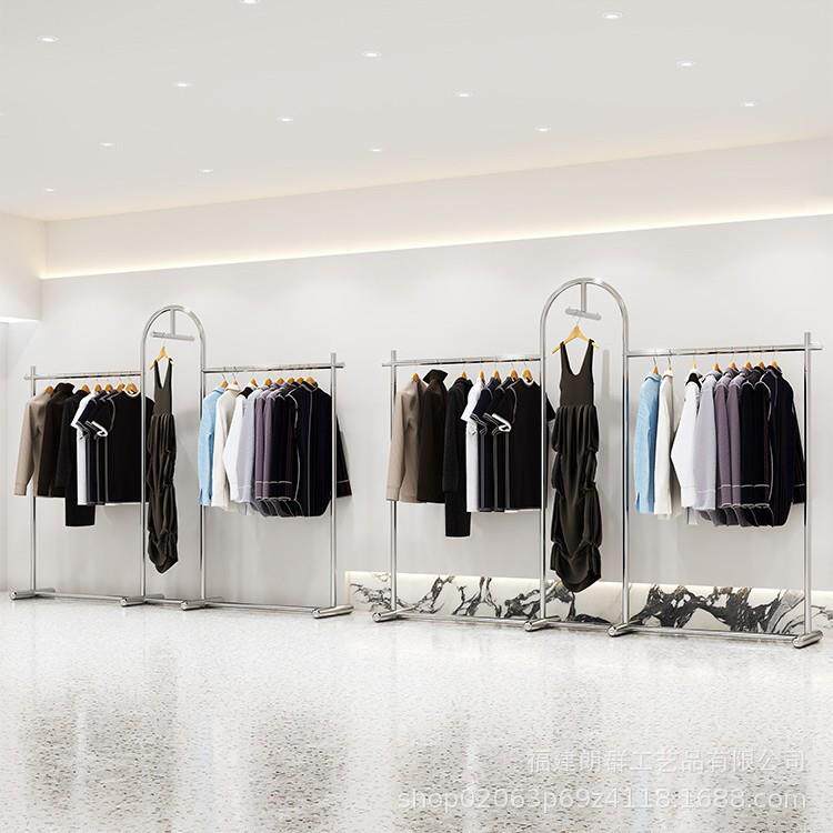 服装店展示架不锈钢落地式中岛服装架童装货架女装店专用挂衣架子