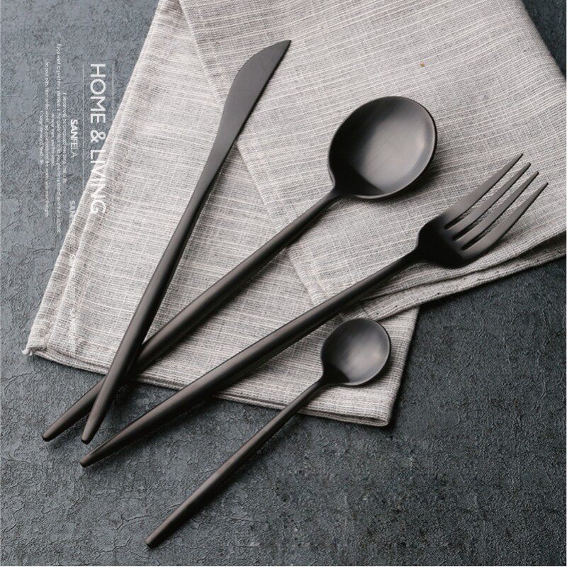 葡萄牙款创意复古黑色刀叉勺家用套装西餐餐具 304不锈钢西歺刀叉