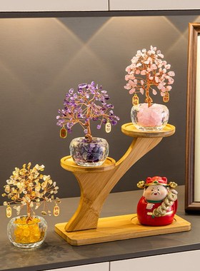升玄关树财神摆件工位招财桌面新年装饰乔迁礼物