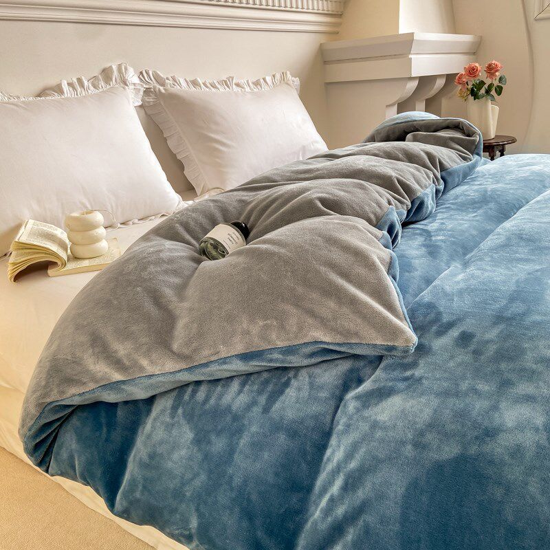 定做订制纯色双拼加厚法莱绒被罩9**c