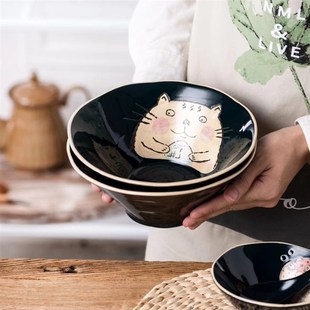 日式釉下彩网红拉面碗家用大号汤碗面碗海碗大碗单个吃面碗斗笠碗