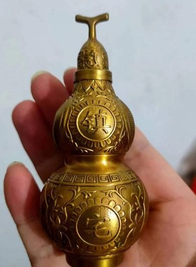 铜葫芦摆件客厅玄关招财摆设床头朝西夫妻横梁天斩书房