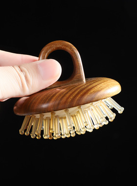 【卖檀翁】精品绿檀黑檀木羊角钉梳 头疗按摩 防脱发防静电梳