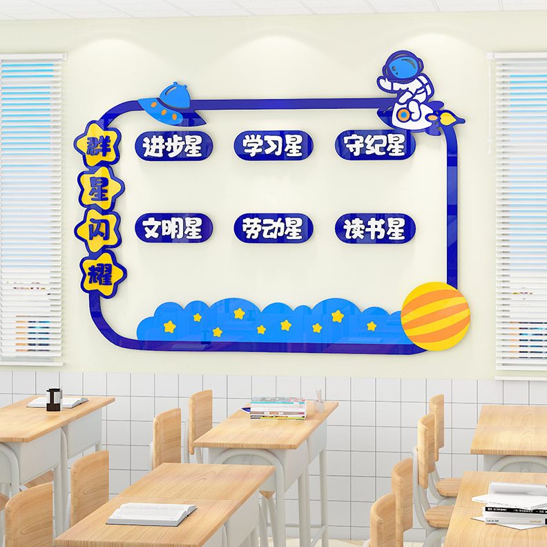 贴文化墙每周班级之星氛围评比栏教室神器小学开学装饰中班级布置