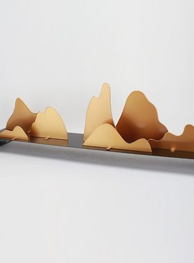 轻奢饰品玄关客厅隔断金摆件端景金属现代台酒店摆台软装新中式山