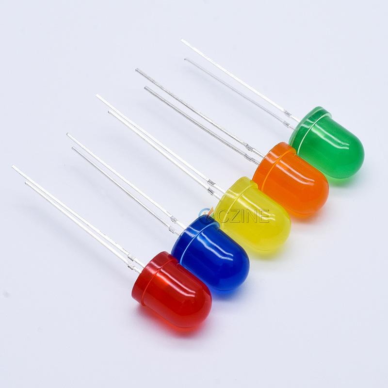 【折扣价】f8灯珠8mm红发红灯蓝绿黄橙灯红光指示灯直插式led灯珠