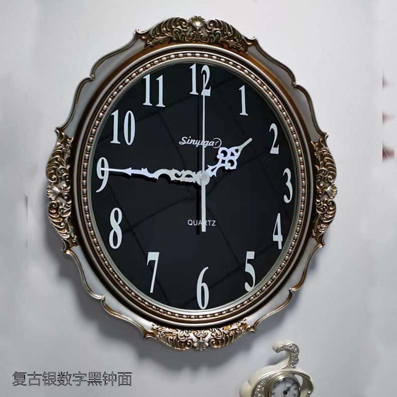 欧式大气创意美式挂钟静音现代简约时钟轻奢时尚挂表客厅家用钟表
