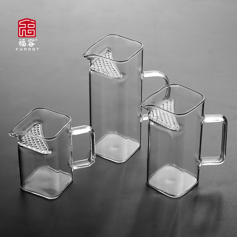 玻璃月牙公道杯茶滤网一体茶漏绿茶杯带过滤公杯泡茶杯加厚分茶器