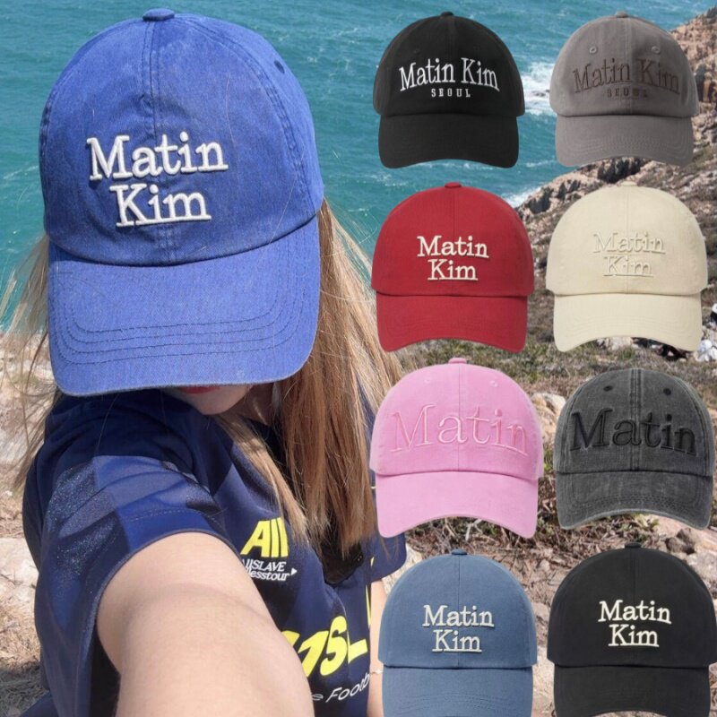 韩国正版matinkim做旧棒球帽字母刺绣鸭舌帽女宁艺卓同款遮阳帽子