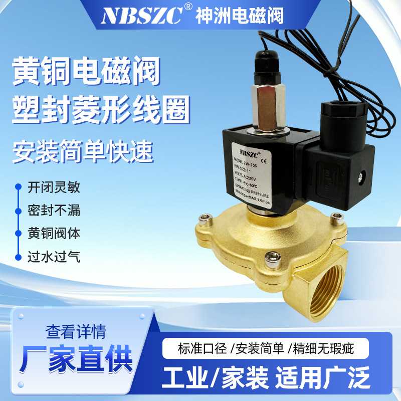 NBSZC 厂家 2W系列 黄铜电磁阀 塑封菱形线圈 2W-25S带信号反馈装
