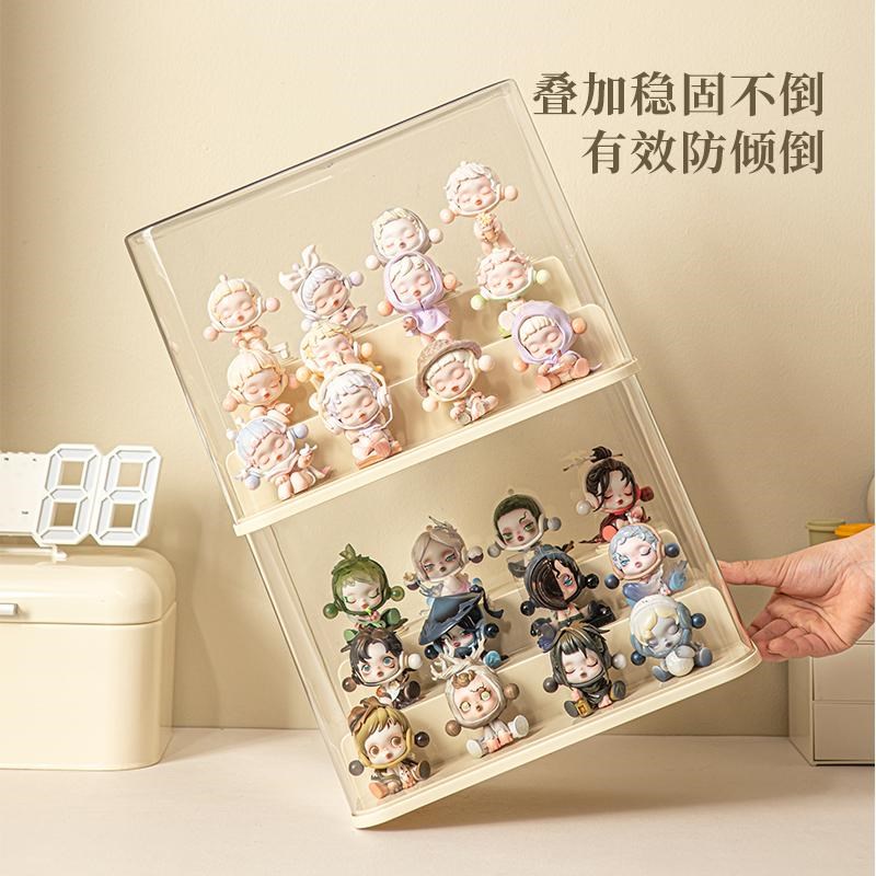盲盒收纳展示架泡泡玛特手办展示柜亚克力多层加高立牌徽章收纳盒