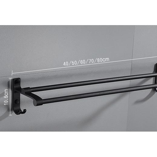 35cm免打孔45cm55cm65cm75cm95cm1m1.1m黑色毛巾架可可订孔太空铝